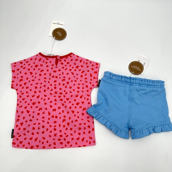 Polarn O. Pyret Pink & Blue Tee Shorts Outfit Set // 1 - 1.5 Years - Picture 7 of 7